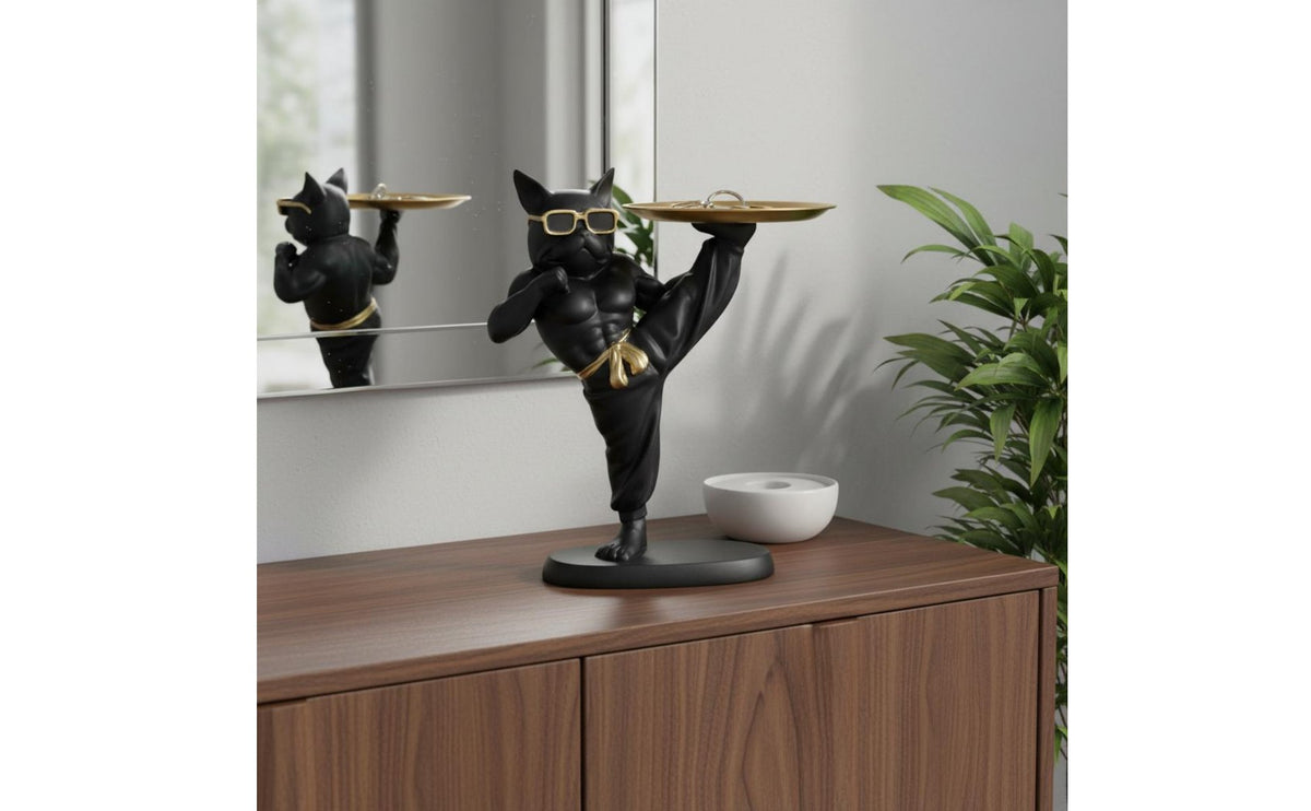 French Canine Statue Tray Multi-Functional Resin Dog Decorative Piece Desktop Organizer Modern Decor House Decoration Easy To