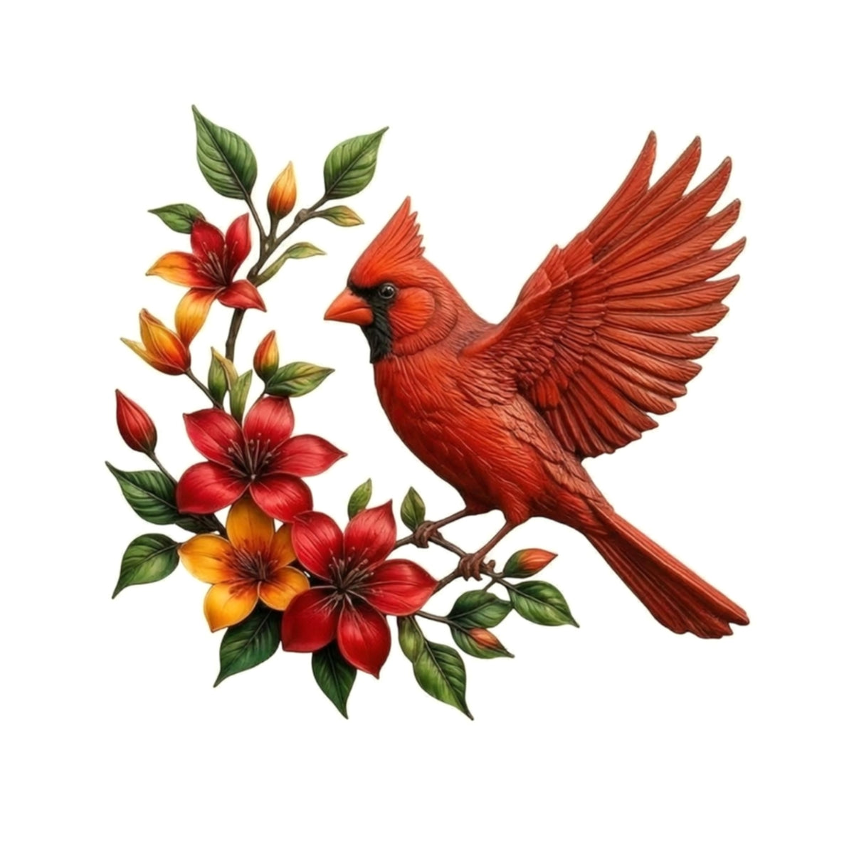Floral Bird Wall Art Raised Detailing Home Decor Painted