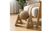 Rotating Cat Scratching Ball Sturdy Scratching Toy with Wooden Frame Long-Lasting Sisal Rope Ball Toy Space-Saving for Apartments