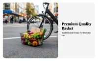 Long-Lasting Construction Large Capacity Bike Basket Thickened Frame Heavy Duty Cycle Basket Rust-Resistant for Cyclists, Daily Commute