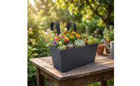 Railing Planter Box over-the-Rail Hanging Planter Box Drainage Railing Flower Pot for Fence, Patio