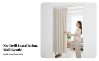 drilleffortlesseffortless Installation Folding Door Curtain Foldable Design Partition Screen Privacy Protection Room partitionr Space-Saving for Homeowners, off-whiteice Workers, Entrance Hall, Doorway, Studio Apartment, showcase