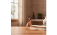 Miniature Seated Woman Figurine Hand-Painted Female Character Mini Figurine Realistic Cross-Legged Female for Shelf Decor
