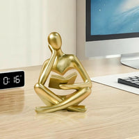 Resin Thinker Statue Smooth Thinker Figurine Compact Abstract Sculpture Lightweight for Book Lovers, Readers, Bookshelf, Study Table, Reading Nook