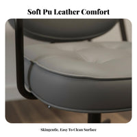 Adjustable Height Upholstered Rolling Chair Ergonomic Design Retro Rolling Armchair Padded Seat Office Furniture Thick Cushion for Home Workers, Students, Study Room, Bedroom, Vanity