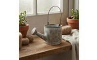 Distressed Green Watering Can Planter Matte Finish Vintage Metal Planter Frosted Look Vintage Watering Can Embossed Lettering