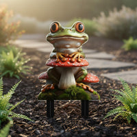 Frog on Mushroom Plaque Weather Resistant Frog on Mushroom Decor True-to-Life Details Acrylic Sign for Yard, Patio