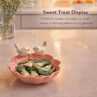 Ceramic Jewelry Dish Leaf Shaped Trinket Tray, Bird on Leaf Trinket Dish, Cute Trinket Holder for Desk, Decorative Tray for Small Accessories