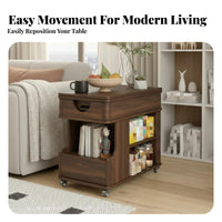 Adjustable C-Shaped Table with casters Rolling Cart Multi-Purpose for Living Room