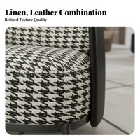Fashion-Forward Houndstooth Armchair Stylish Design Upholstered Accent Chair Ergonomic spine supportrest Living Room Seating Wide Seat for Interior Designers, Business Owners, Reception Area, Hotel Lobby, cosmetics studio, Bedroom