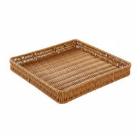 Imitation Rattan Design Round Woven Basket Handwoven Round Woven Bread Basket Straight-Sided Serving Tray adaptable for Interior Decorators, Restaurant Owners, Kitchen, Dining Table, Living Room, Pantry