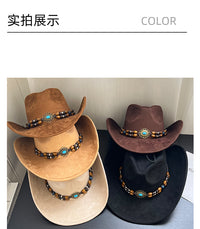 美式复古西部牛仔帽子女夏季新疆西藏川西旅游穿搭大檐遮阳防晒帽