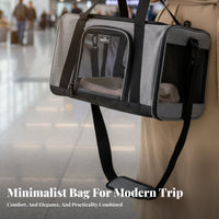 Lightweight Soft-Sided Pet Carrier Adjustable Shoulder Strap Airline Approved Cat Carrier Sturdy Material Underseat Pet Travel Bag Internal Safety Leash for Travelers, Airplanes, Car Trips, Airports, Vet Visits