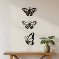 3 Pieces Steel Butterfly Wall Sculptural Design Visual Effect Iron-Winged Butterfly Wall Hanging Easy to Hang for Office