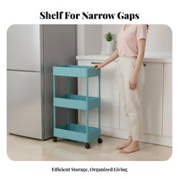 Space Saving Narrow Space Trolley Movable with Wheels Slim Rolling Trolley Slide-out Reach Mobile Shelving Universal Multi-Functional for Homeowners, Renters, Students, Kitchen, Bathroom, Small Areas, Laundry Room
