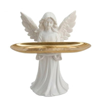 Angel Statue with Tray Tabletop Angel Sculpture with Tray Carved Decor for Entryway
