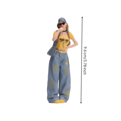 1/18 Miniature Female Figure Hand-Painted Culture Fashionable Female Figure Miniature Doll for Diorama, Desktop Display
