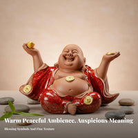 Laughing Buddha Statue Meditative Design Maitreya Buddha Decoration Ceramic Figurine Good Gift Handmade Craft