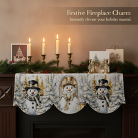 Christmas Snowman Gold Hat Fireplace Mantel Scarf for Holiday Party Decor