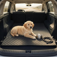 Oxford Cloth Trunk Pet Mat Raised Side Panels Quilted Trunk Mat Central Pocket Non-Slip Cargo Cover Black