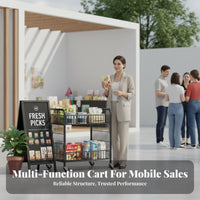 With Wheels Mobile Vending Trolley Easy Storage Foldable Market Cart Large Capacity Collapsible Display Rack Heavy Duty for Street Vendors, Small Business Owners, Homeowners, Outdoor Markets, Temporary Shops, Kitchen, Pantry