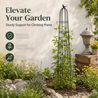 Iron Garden Trellis for Climbing Plants, 111-140cm Plant Supports, Ornate Trellis for Roses, Vines, & Runner Beans, 3 Pieces