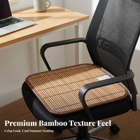 Bamboo Seat Cushion Breathable Summer Cooling Chair Mat Double-Sided Carbonized Bamboo Chair Cushion for Commuters, Students, Car, Hot Weather, Home