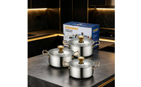 Stainless Steel Cookware Set Easy Cleaning Stainless Steel Pot Set Polished Stockpot with Lid for Students, Home Kitchen