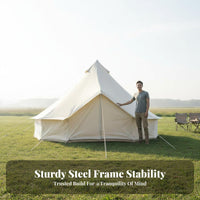 Waterproof Bell Tent Windproof Camping Equipment Sun-Blocking Protection Outdoor Shelter Thickened Material for Families, Glampers, Event Planners, Backyard, Family Parties, Mountainside Basecamp