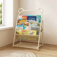 Front-Facing Floor-Standing Kids Book Shelf 4-Tier Children's Book Rack Freestanding Kids' Bookshelf Removable for Playroom