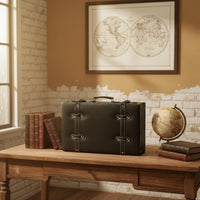 Vintage Design Suitcase Alloy Buckles Vintage Luggage Trunk Retro Wooden Storage Box Multi-Functional Antique Suitcase Box