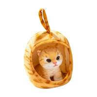 Soft Soft Cat with Bed Cute Stuffed Cat in Nest Embroidered Toy Warm for Collectors