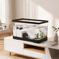 Turtle Tank with Basking Platform Allall-Inclusive Turtle Tank with Filter Reptile Habitat Crystal-Clear Terrarium Easy to Clean