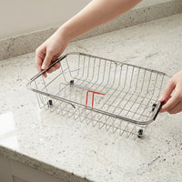 Extendable Colander Telescopic Drain Basket, 304 Stainless Steel Over the Sink Drainer Sink Strainer, Space-Saving Kitchen Storage for Dishes