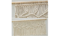 Cotton Woven Curtain with Rod Leaf Pattern Macrame Curtain Fringe Macrame Panel Decorative for Doorway