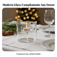 Creates Romantic Atmosphere Windproof Glass Candle Cup Minimalist Design Glass Stormproof Candle Holder Handmade for Couples, Adults