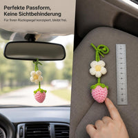 Handmade Knitted Strawberry Flower Car Charm Bag Curtain Tie-back Decor