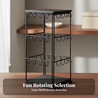 Countertop Jewelry Stand Sturdy Metal Frame Earring and Necklace Rack Space-Saving Design 3-Tier Jewelry Display Rack for Women, Girls, Retail Booth S