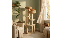 Multi-Level Cat Sisal-Wrapped Posts-Wrapped Soft Cat Climbing Structure Clear Round Inset Scratching Surface Structure