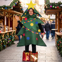 Christmas Tree Costume Funny Christmas Tree Outfit Playful Tunic Costume with Foot Covers for Adults