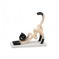 Cat Figurine Sculptural Cat Sculpture with Base Geometric for Entryway, Bedroom