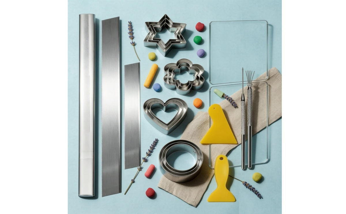 Synthetic Clay Tool Kit Stainless Steel Clay Slicers with Acrylic Plate Smooth Cutting Pottery Tool Kit for Crafters, Potters, Classroom, Studio