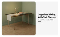 Modernist design Rectangular Dining Table Small Space cozy-friendly Table with Cylindrical Legs Minimalist Design Work Desk Heat Resistant for Apartment Dwellers, Homeowners, Entertainers, Living Room, Kitchen, Family Gatherings