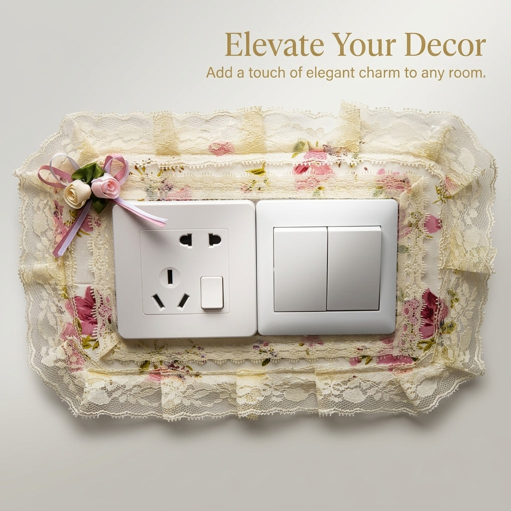 Cover Decorative Lace Outlet Covers, Polyester Cotton Wall Plate Protector for Living Room Bedroom, Dust Frame