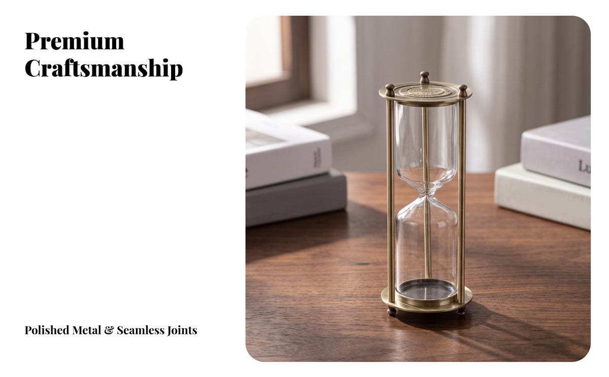 Empty Hourglass with Metal Frame Golden-Hued Sand Timer Decorative for Desk