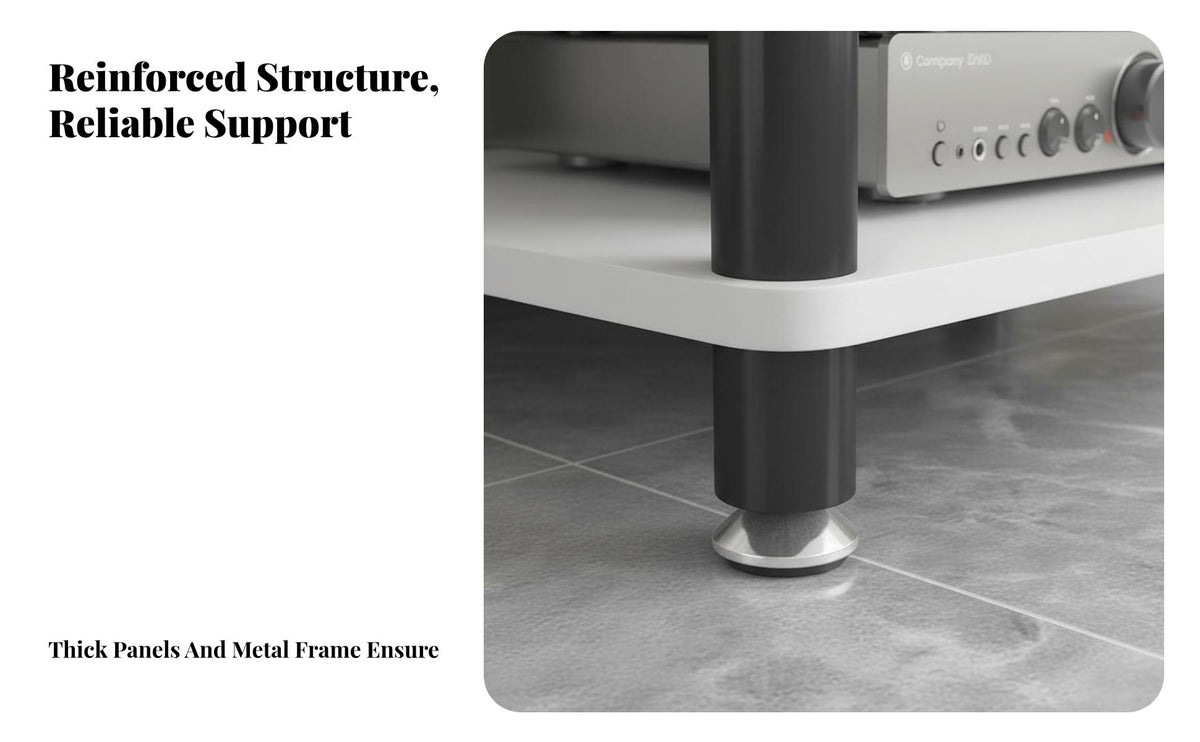 Strong Load-Bearing Audio Media Component Rack Heavy Duty Audio Stand Rack Stable Design 4-Tier Amplifier Stand Space-Saving for Living Room