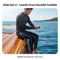 Full Body Sun Protection Suit Quick Dry Long Sleeve Aquatic Guard Set 4-Way Stretch Protection Swimsuit for Divers, Adults, Surfing, Snorkeling, Beach
