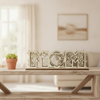 Layered Wooden Tabletop Ornament Dimensional Freestanding Wooden Decor for Mantel, Shelf, Entryway