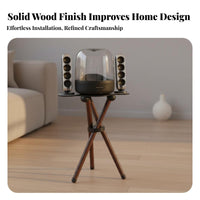 Sturdy Construction Wooden Speaker Tripod Heavy Duty Speaker System Floor Stand Reduces Vibrations Solid Wood Audio Stand Acrylic Top Panel for Living Room, Bedroom