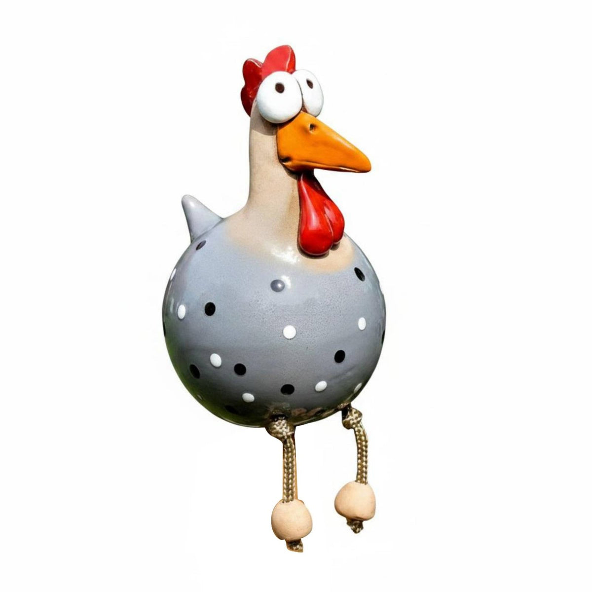 Leg-Dangling Chicken Figurine Weather-Resistant Long-Legged Chicken Decor Handcrafted Appearance Hanging Ornament for Garden